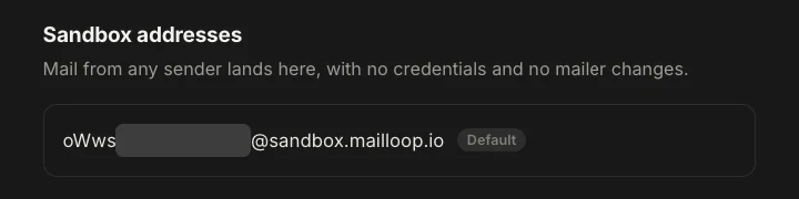 The sandbox address, for when there is no SMTP setting to change