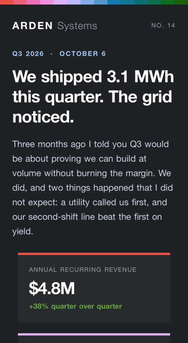 The same email rendered in the Gmail app on iOS, dark theme